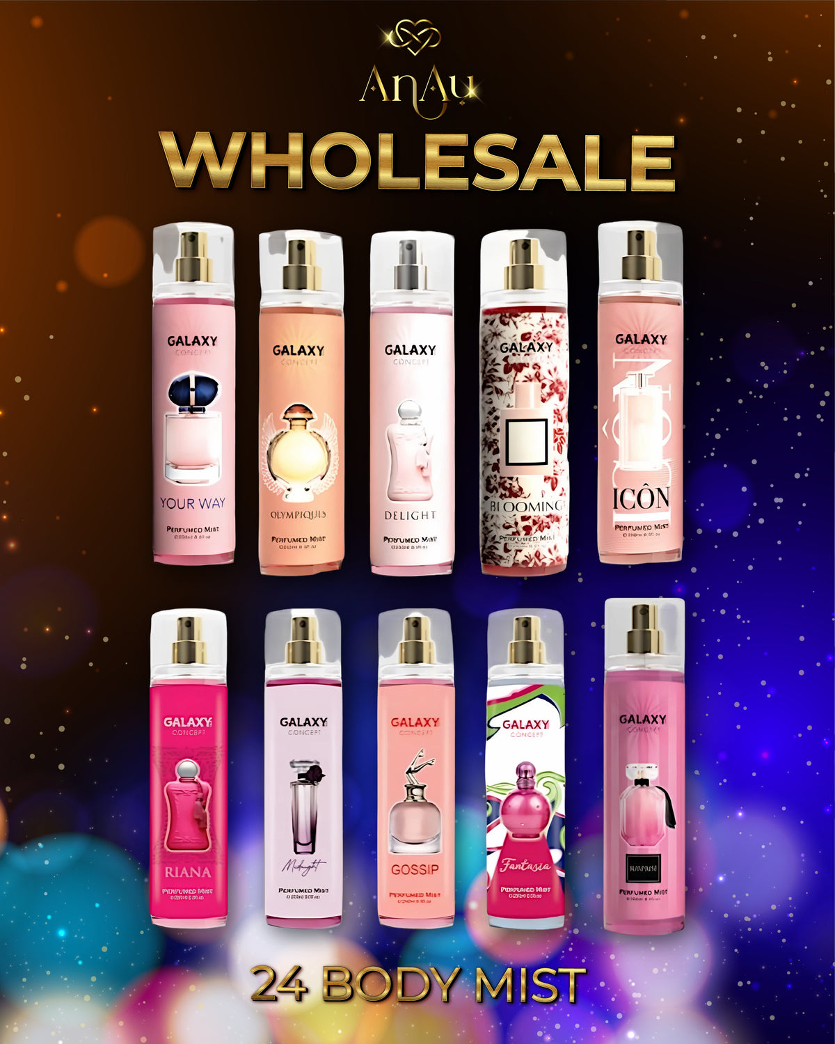 24 Pack Mix Galaxy Body Mist