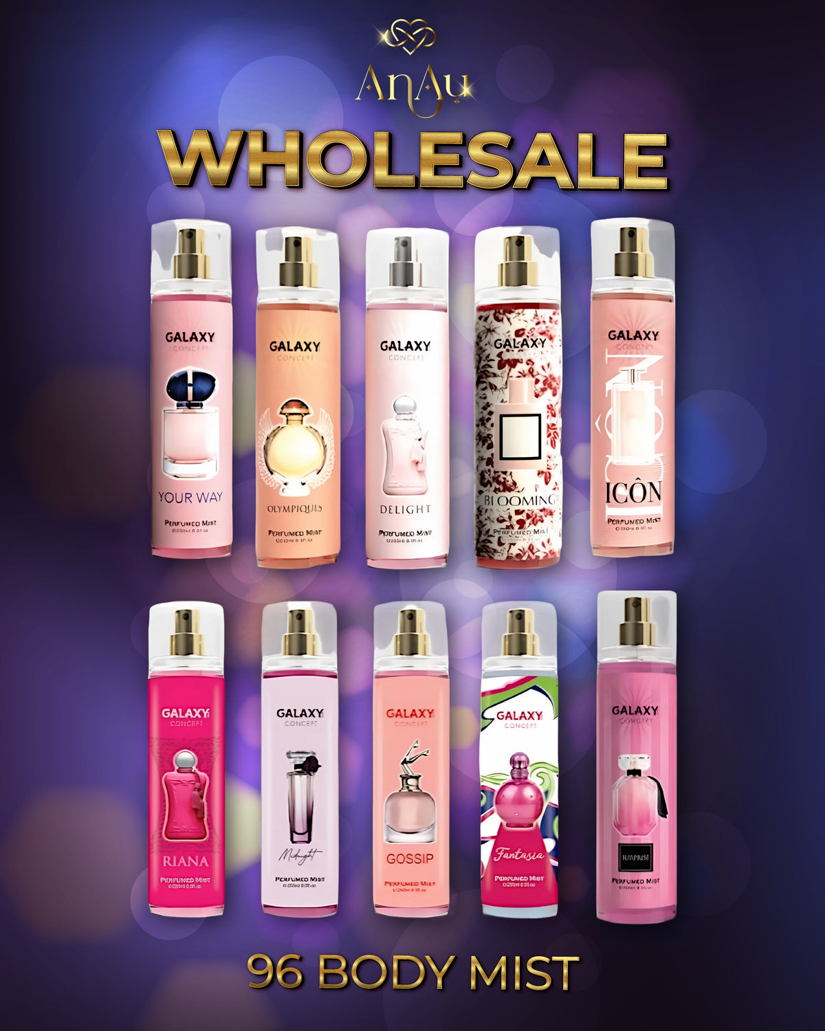 96 Pack Mix Galaxy Body Mist